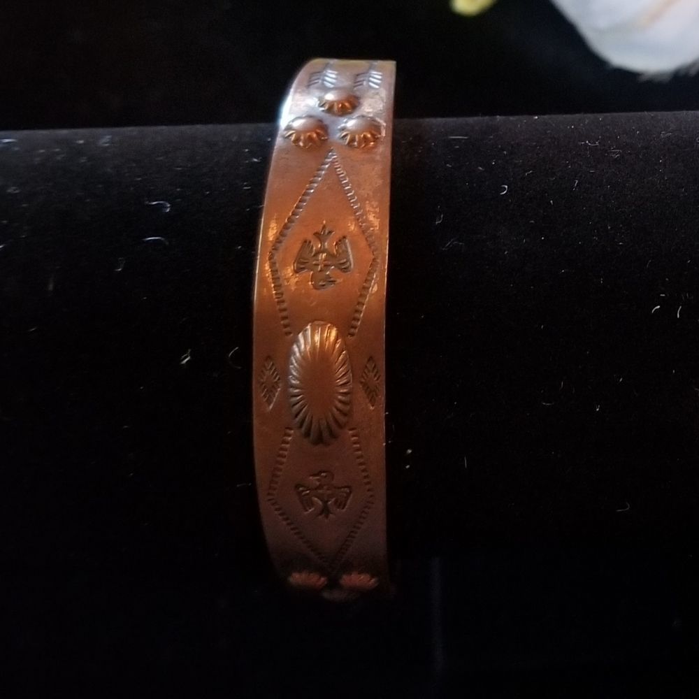 Native American Thunderbird Copper Bell Cuff‎ Bracelet